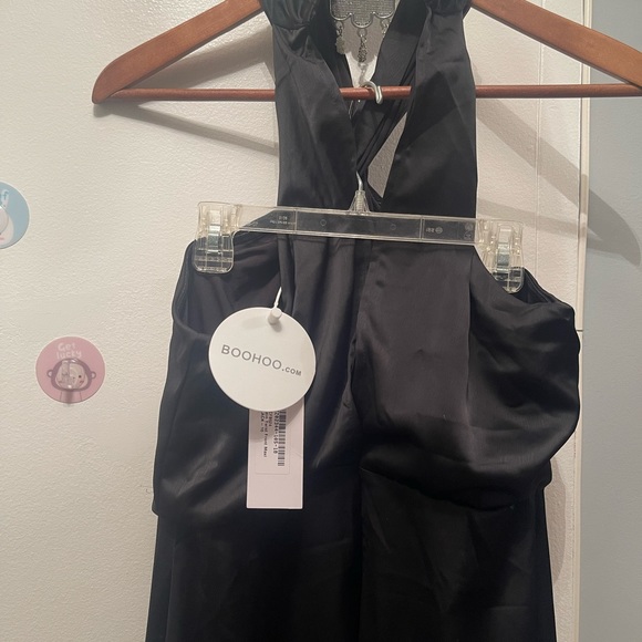 Black Petite Satin Twist Front Maxi Dress Size 10 - Picture 7 of 10